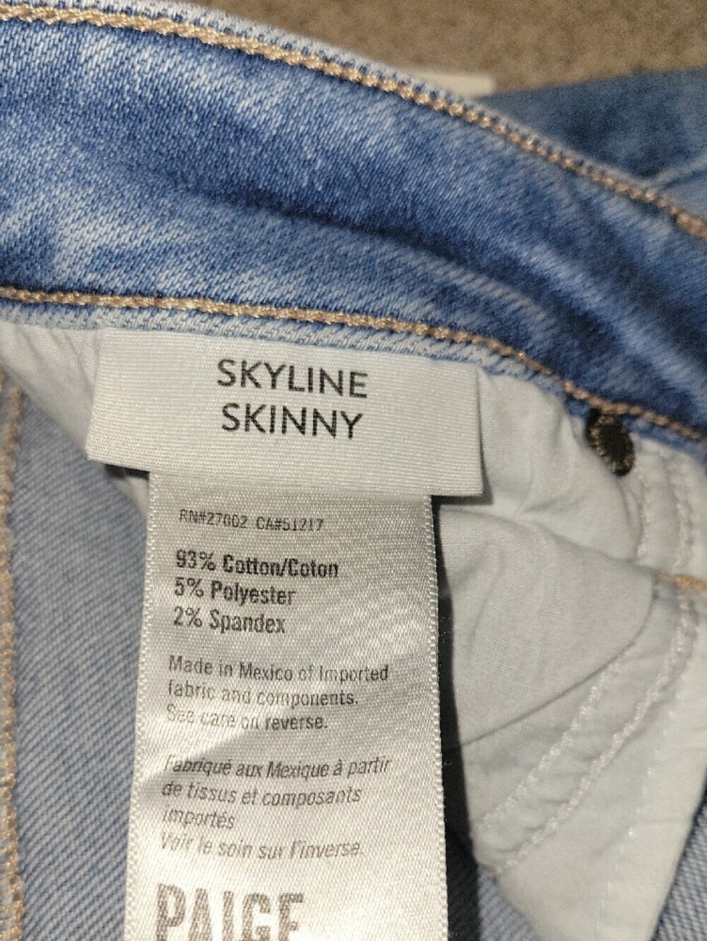Paige Skyline Skinny Denim Jeans Size 32 Cotton Blend Stretch - Picture 11 of 11